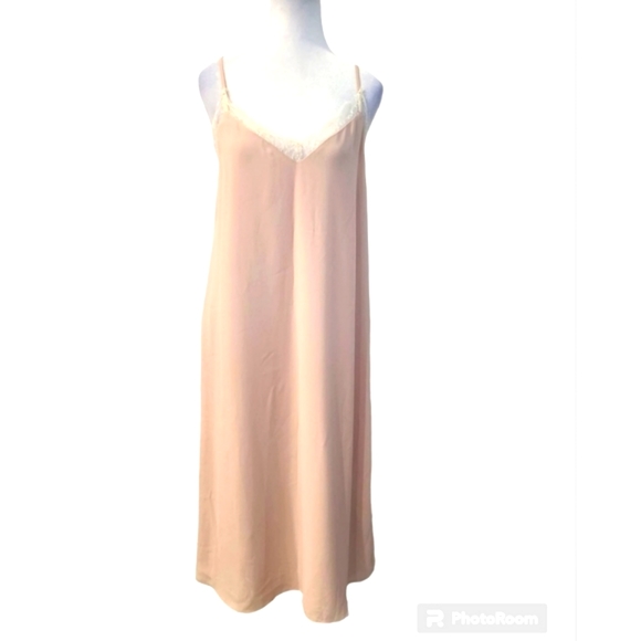 Aritzia Babaton Blush Pink Slip On Midi Dress with Lace Trim - Picture 3 of 7